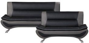Mazin Furniture Veloce 2 Piece Black/Gray Sofa & Loveseat Set-0