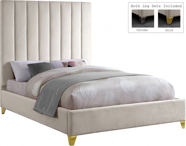 Meridian Furniture Via Cream Queen Panel Bed-0
