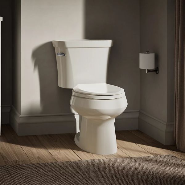 KOHLER® Wellworth® Biscuit 2-Piece Elongated Toilet, 1.28 Gpf with Insuliner® Tank Liner and Tank Cover Lock-2