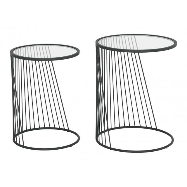 Zuo® Modern Shine 2-Piece Glass Top Nesting Tables with Black  Framework-0