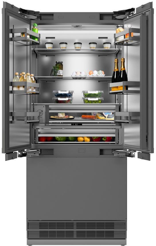 ZLINE Autograph Edition 36" 19.6 Cu. Ft. Panel Ready Built-In French Door Refrigerator with Matte Black Accents-2