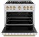 ZLINE Classic Series Autograph Edition 36" Stainless Steel Pro Style Dual Fuel Range with White Matte Door and Champagne Bronze Accents-2