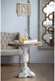 A & B Home Light Brown Round Side Table with Soft White Pedestal -4