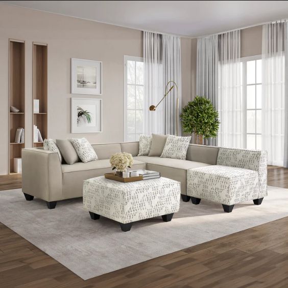 Legends Home Phoenix Cashmere Cream Cocktail Ottoman-1