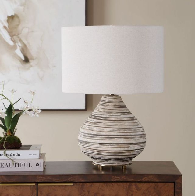 Uttermost® Azura Bone Ivory/Dark Chocolate Horizontal Line Table Lamp-2