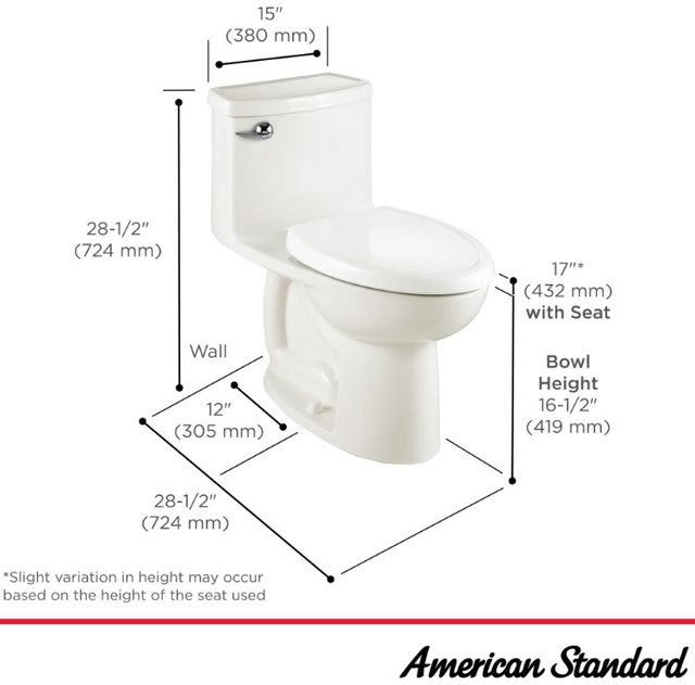 American Standard Cadet® White Compact  3 One-Piece Chair Height Elongated Toilet  with Seat-3