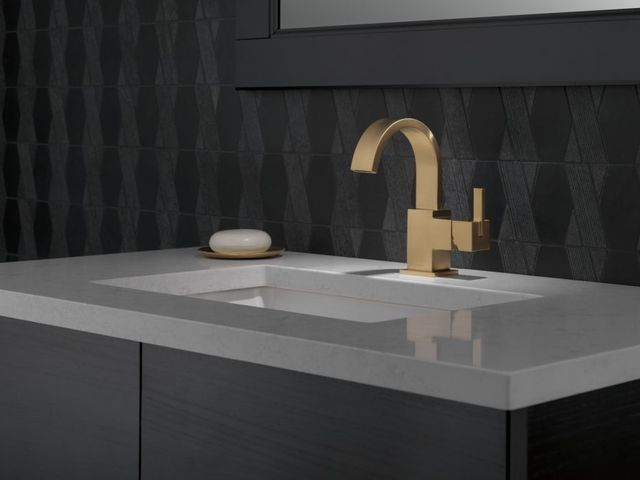 Delta Vero® Champagne Bronze Single Handle Bathroom Faucet-2