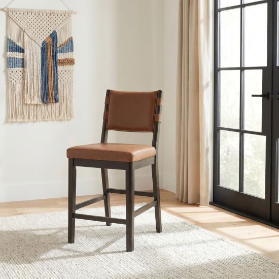 Coaster® Tegan 2-Piece Coffee Bean/Cognac Upholstered Counter Chair Set-1
