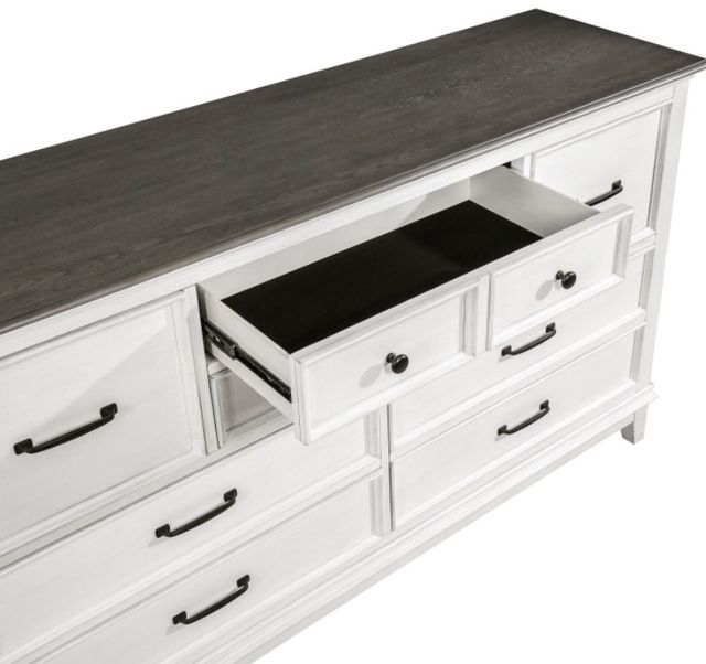 Mazin Furniture Chesterton Antique White/Dark Brown Dresser-3