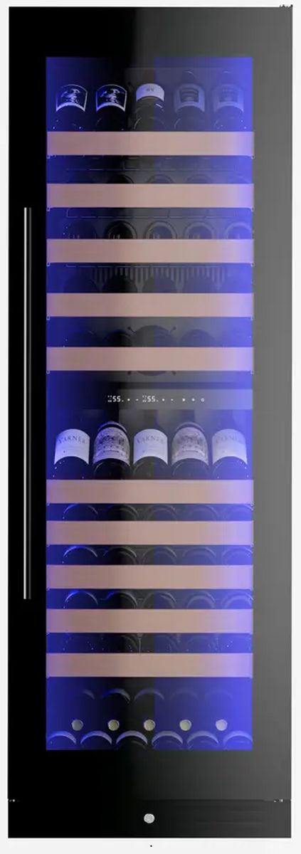 XO 24" 14 Cu. Ft. Black Dual Zone Wine Column with Glass Door-0