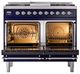 Ilve® Nostalgie II Noblesse 40'' Midnight Blue Pro Style Dual Fuel Range with Chrome Trim-2