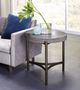 Modus Furniture Lyon Gray End Table with Brushed Bronze Base-1