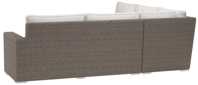 Sunset West Coronado 3-Piece Driftwood Resin Wicker Outdoor Sectional with Canvas Flax Cushion-2