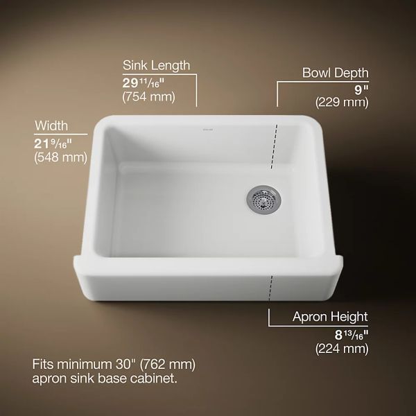 KOHLER® Whitehaven® White 30" Undermount Single-Bowl Farmhouse Kitchen Sink-2