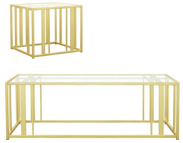 Coaster® Adri 2-Piece Tempered Glass Top Occasional Table with Matte Brass Base Set-0