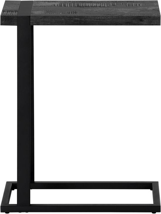 End Accent Table C-Shaped Reclaimed Wood Black Metal