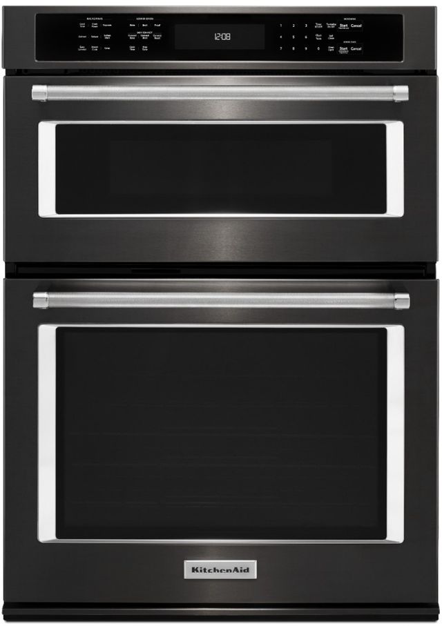 KitchenAid® 30" Black Stainless Steel with PrintShield™ Finish Oven/Microwave Combo Electric Wal Oven-0