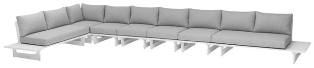 Meridian Furniture Maldives 4-Piece Gray/White Aluminum/Fabric Outdoor Modular Sectional-0