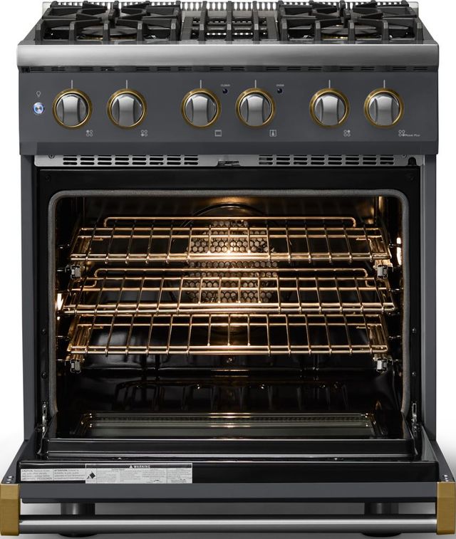 Viking® 5 Series 30" Cast Black Pro Style Dual Fuel (LP) Range with Polished Chrome Trim-1