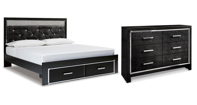 Signature Design by Ashley® Kaydell 2-Piece Black King Upholstered Panel Bedroom Set-0