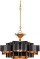 Currey & Company Grand Lotus Comtemoprary Gold Leaf/Satin Black Small Chandelier-0