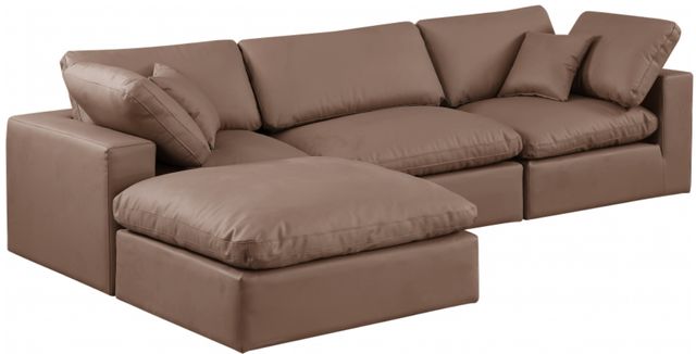 Meridian Furniture Comfy 4-Piece Brown Vegan Leather Sectional-0