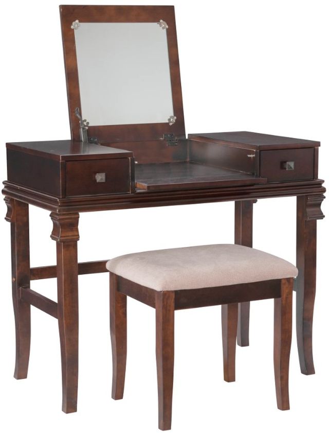 Linon Angela 2-Piece Walnut Vanity Set-0