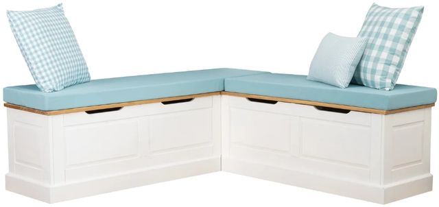 Linon Norah Natural White/Seafoam Nook Bench with Cushion Set-0
