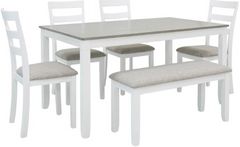 Signature Design by Ashley® Stonehollow 6-Piece Gray/White Dining Set with Bench