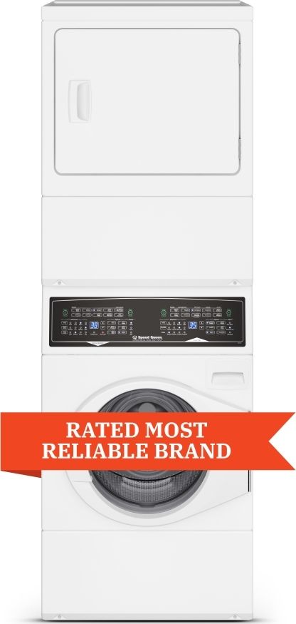Speed Queen® SF7 3.5 Washer, 7.0 Cu. Ft Electric Dryer White Stack Laundry-1