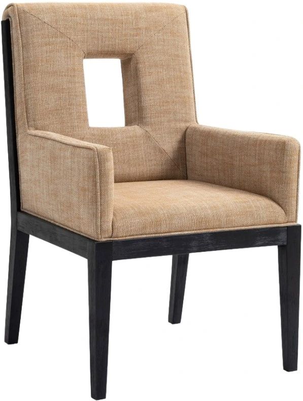 Meridian Furniture Gwendolyn Cognac/Black Linen Textured Upholstered Dining Chair-0