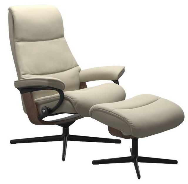 Stressless® by Ekornes® Customizable View Large Manual Recliner and Ottoman with Cross Base