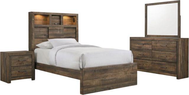 Elements International Bailey 4-Piece Warm Walnut Youth Full Panel Bedroom Set-0