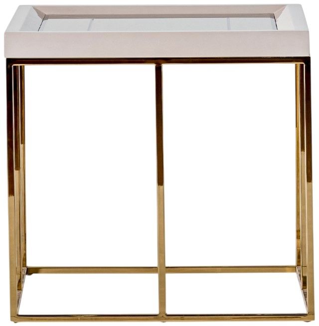 Michael Amini® Carmela Shimmer Ivory Side Table with Gold Base-3