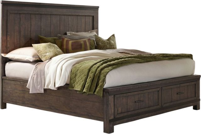 Liberty Furniture Thornwood Hills 4-Piece Rock Beaten Brown Queen Storage Panel Bedroom Set-1