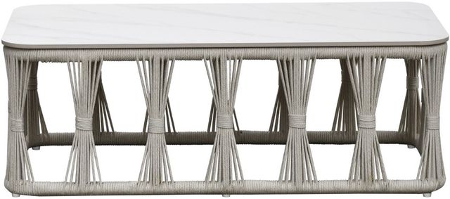 Intercon Alexa White Aluminum/Stone Outdoor Coffee Table-2