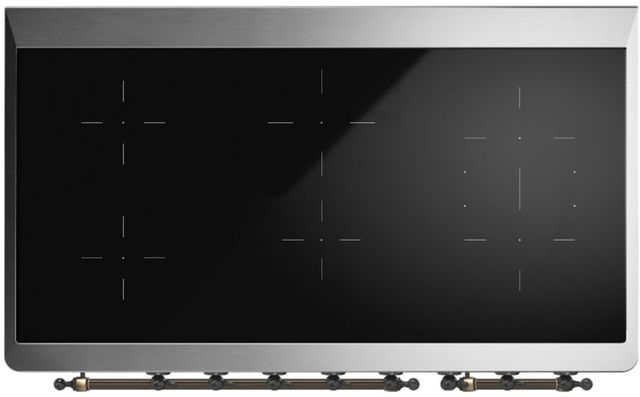 Ilve® Majestic III 48" Blue Gray Pro Style Induction Range with Triple Glass Door and Burnished Trim-3