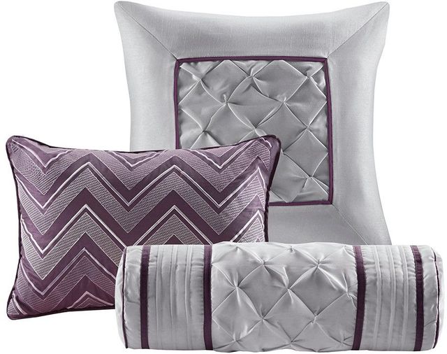 Olliix by Madison Park Laurel 7 Piece Plum Queen Tufted Comforter Set-2