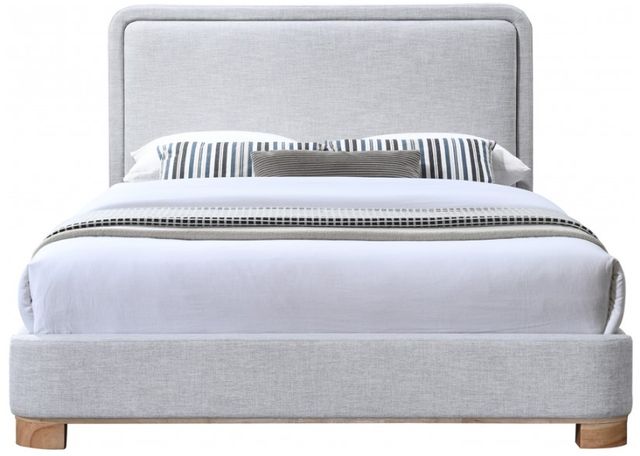 Meridian Furniture Nolita Grey/Natural Queen Linen Textured Upholstered Bed-1