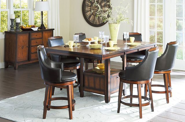 Homelegance® Bayshore Burnished Oak Swivel Counter Chair-1