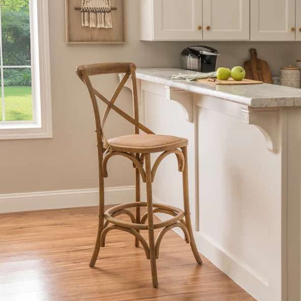 Linon Roxy Weathered Gray Wash Bar Stool-1