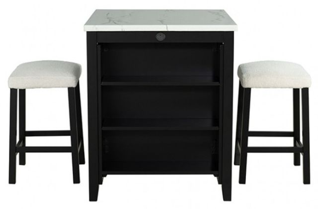 Furniture of America® Chalcedony 3-Piece White/Ivory Dining Table Set with Black Base-0
