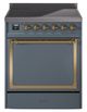 Ilve® Nostalgie II Noblesse 30'' Blue Gray Pro Style Induction Range with Brass Trim-0
