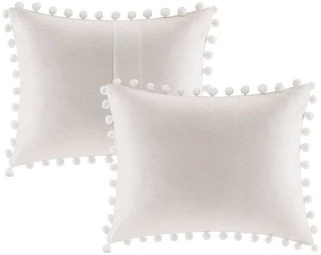 Olliix by Madison Park 3 Piece Ivory Full/Queen Leona Pom Pom Cotton Comforter Set-2