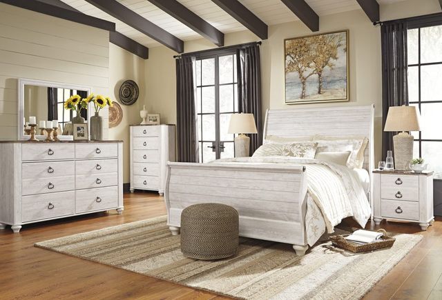Signature Design by Ashley® Willowton White Wash Queen Sleigh Bed-3