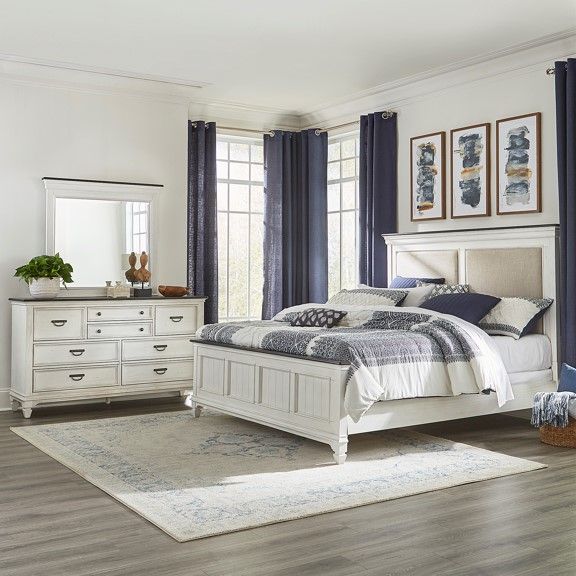 Liberty Furniture Allyson Park 3-Piece Charcoal/Wirebrushed White Bedroom Set-0