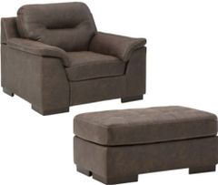 Signature Design by Ashley® Maderla 2-Piece Walnut Chair and Ottoman Set