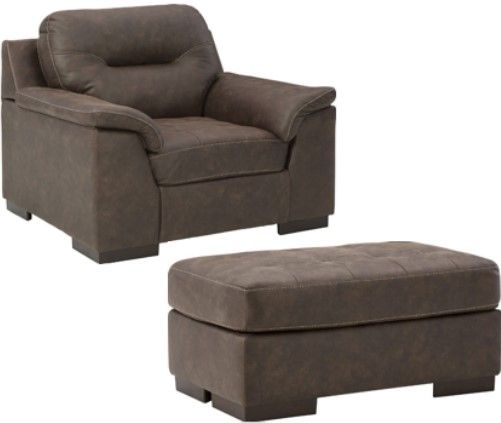 Signature Design by Ashley® Maderla 2-Piece Walnut Chair and Ottoman Set-0