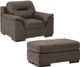 Signature Design by Ashley® Maderla 2-Piece Walnut Chair and Ottoman Set-0
