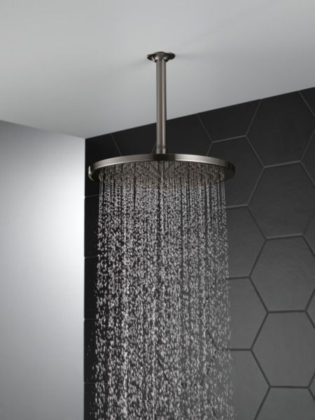 Delta Universal Showering Components Lumicoat® Black Stainless Single-Setting Metal Raincan Shower Head-1